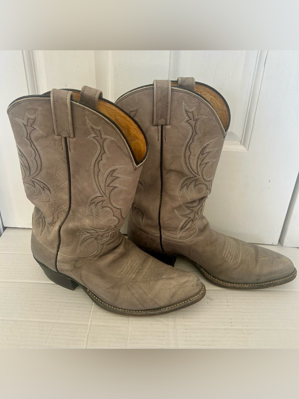 Vintage Dan Post Men's Classic Western Cowboy Boots - Gray